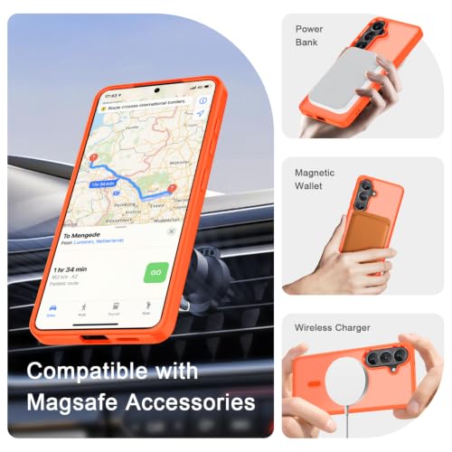 Image of YENAPOON for Samsung Galaxy S26 FE Case, Matte Magnetic Phone Cover, Orange