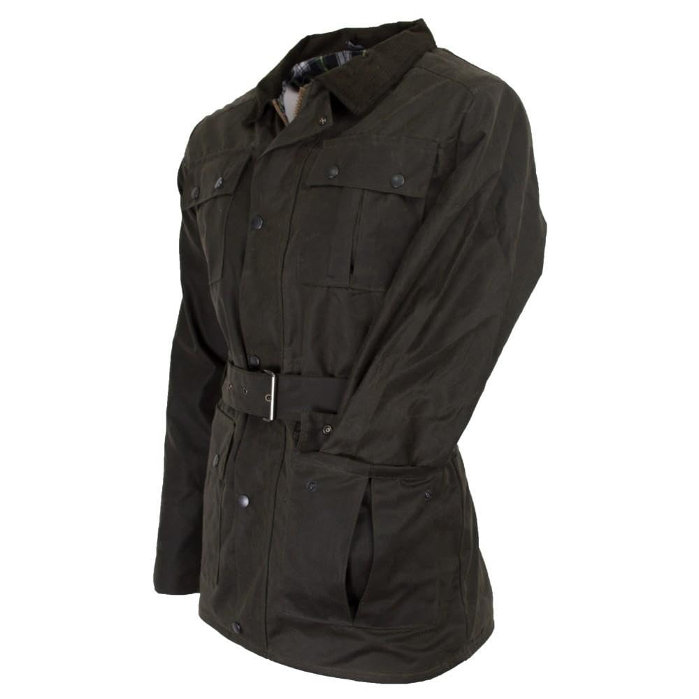 Walker and Hawkes - Grafton - Chaqueta de Estilo Motociclista para Hombre - Tejido Encerado Impermeable - con cinturón y 4 Bolsillos