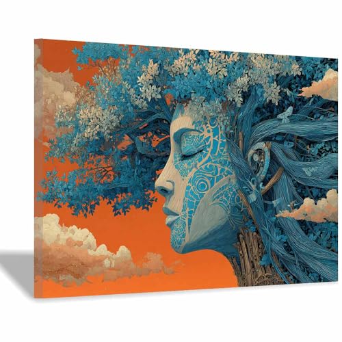 Arbre de vie bleu tableau moderne pour décorer le salon et la chambre