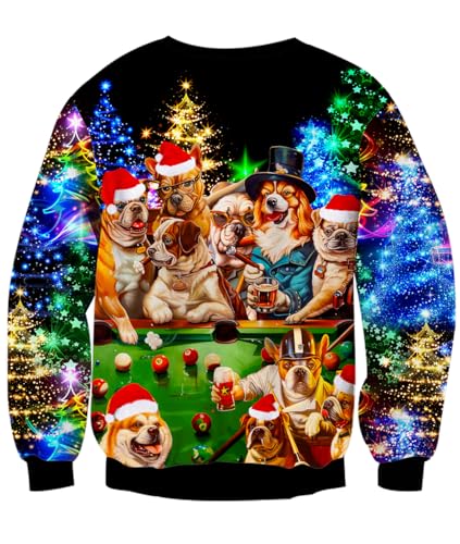 Idgreatim Unisex Ugly Christmas Crewneck Sweatshirt Novelty 3D Graphic Long Sleeve Sweater Shirt