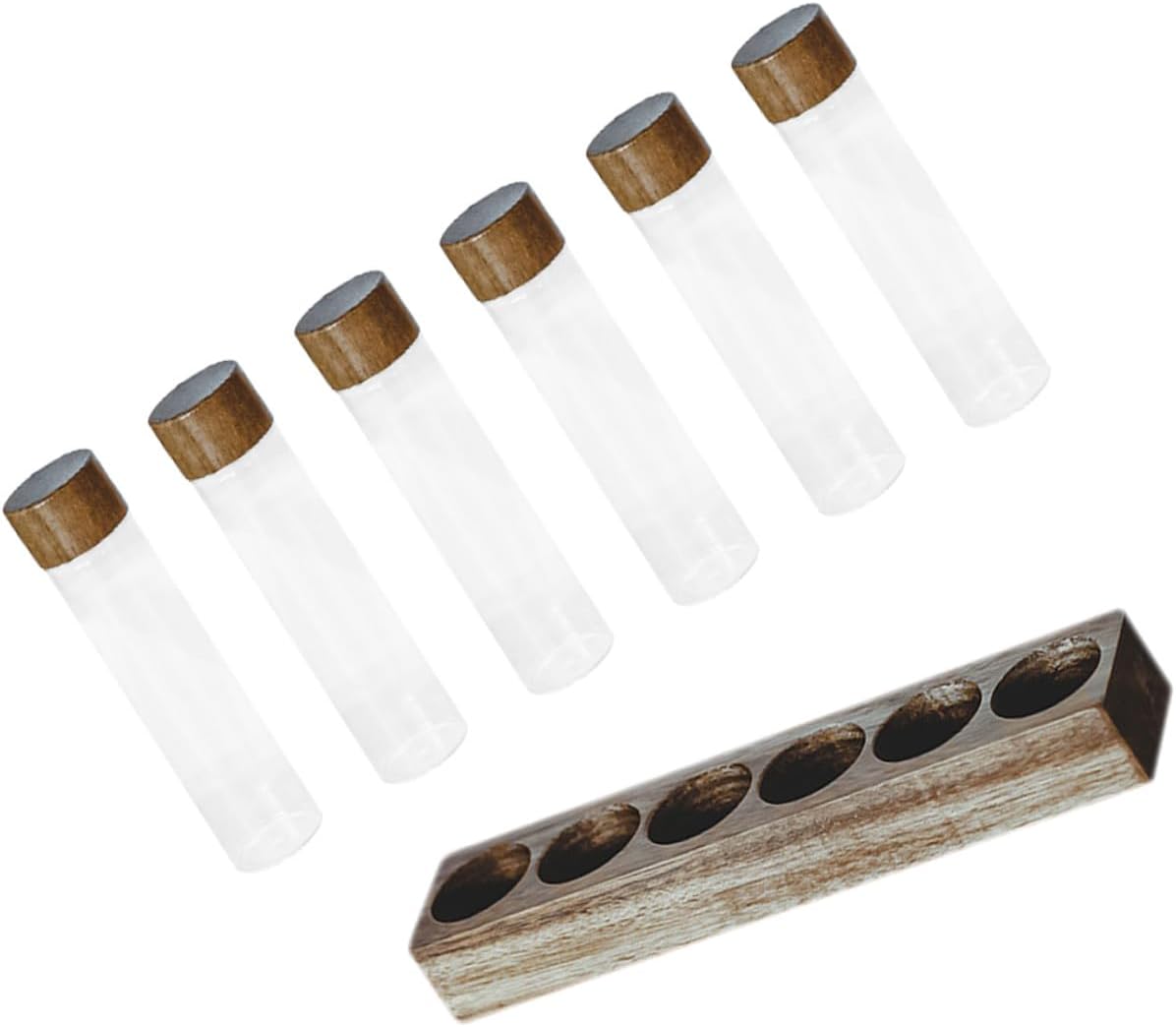 Set de 6 Frascos de Vidrio para Café con Soporte de Madera