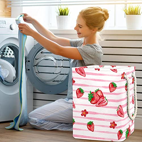 Panier à linge imperméable haut de gamme rose fraise à poignée chic