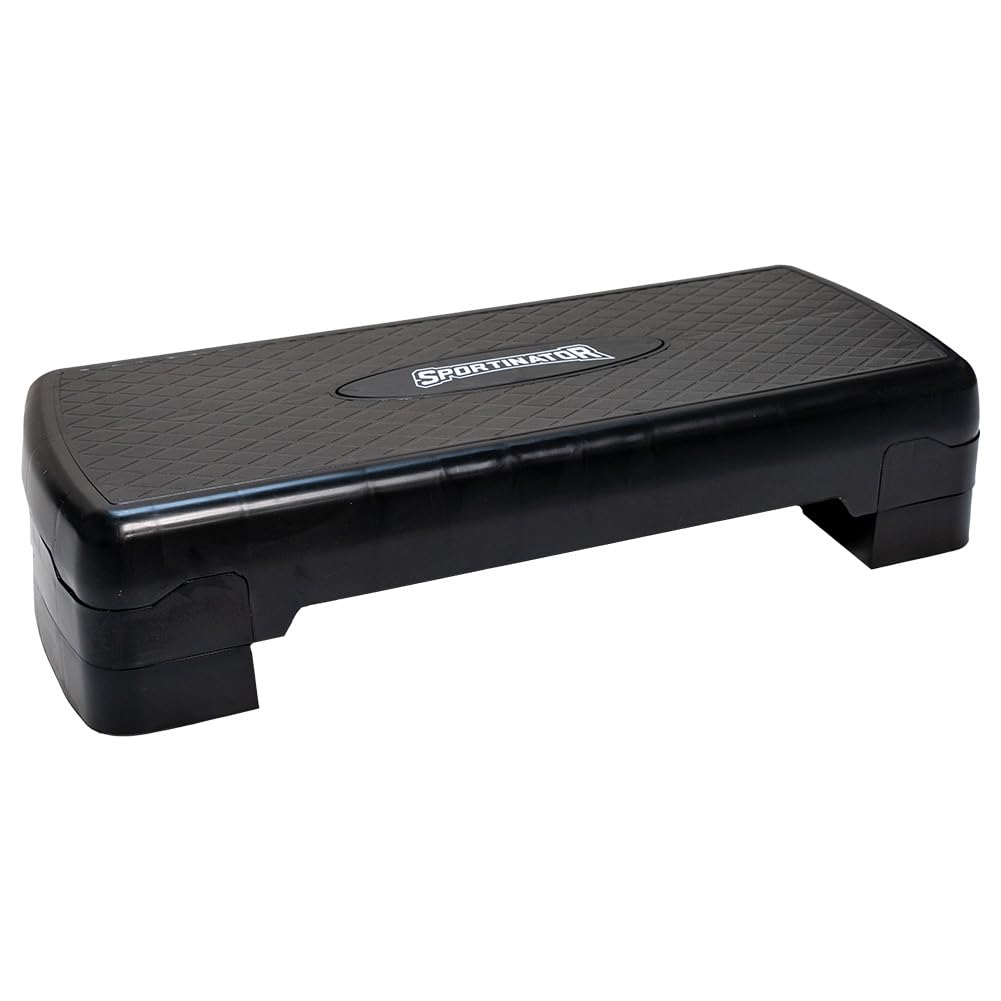 SPORTINATOR® Fitness Stepper höhenverstellbarer von 10 bis 15 cm, kompaktes Design aus Kunststoff mit Rutschfester Oberfläche. Belastbarkeit bis 250 kg