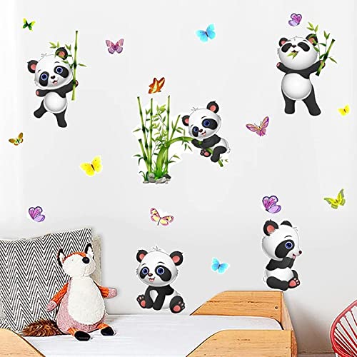Vinilos decorativos de pared con panda y mariposa 10x11 pulg miniatura 6