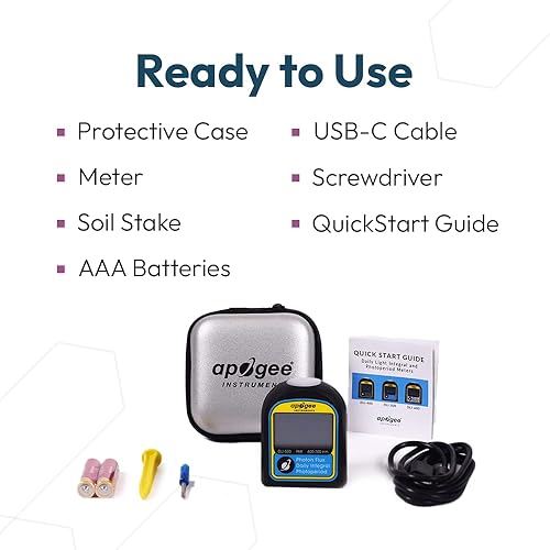 Miniatura 4 de Apogee Instruments DLI-500 PAR, medidor de luz diaria integral y fotoperíodo - Herramienta de medición de luz de espectro completo de 400-700 nm