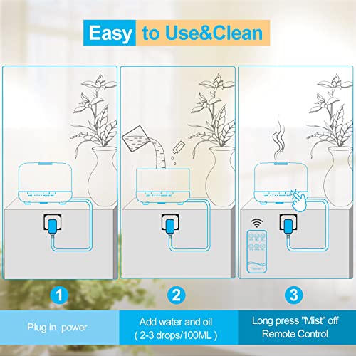 Yikubee Oil Diffuser With 6X10Ml Essential Oils, 500Ml Essential Oil Diffusers, Aromatherapy Diffuser, Diffusers For Essential Oils Large Room #TOP7