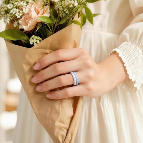 Image of Egnaro Silicone Wedding bands women, Stackable Silicone Ring style