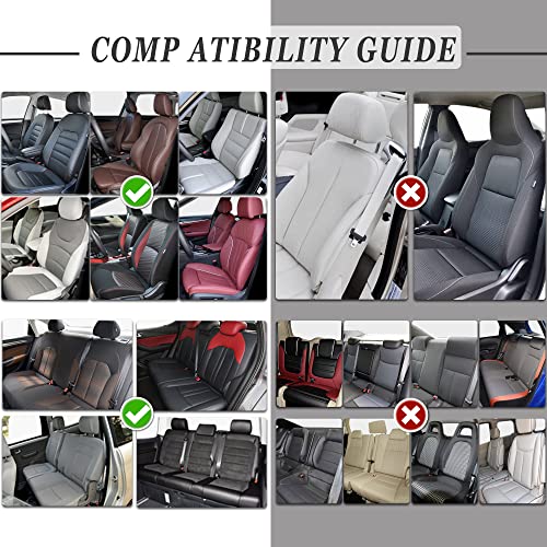 Sanwom Leather Car Seat Covers Full Set - Universal 5 Pcs Waterproof Vehicle Cushion, Leatherette Automotive Seat Protector Accessories For Most Suv Sedan Pick-Up Truck Such Honda Ford, Black & Red #TOP5