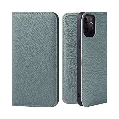HANATORA iPhone14ProMax ケース 手帳型 本革 スマホケース スマホ スタンド コードホルダー 付き シュリンクカーフレザー ギフト マグネットなし アイシーブルー PH-14ProMax-IcyBlue ギフト 誕生日ギフト 女性