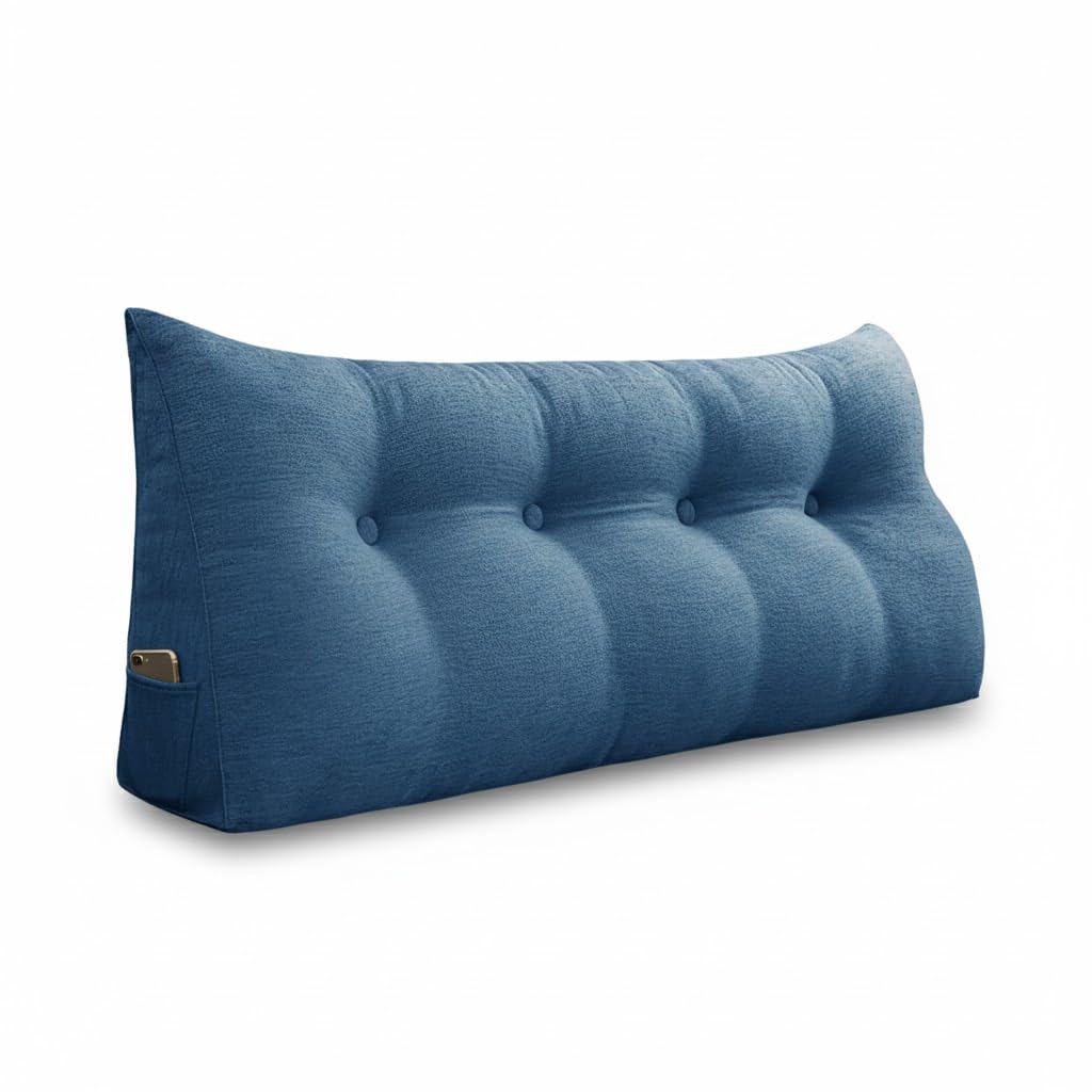 Pillow Palette Triangular Reading Cushion - Blue Linen (160, cm, 50, cm, Triangular Reading Cushion - Blue Linen)