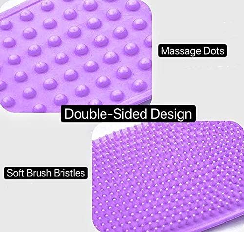 Silicone Back Scrubber Belt for Shower, Bath Exfoliating Strap with Soft Brush Bristles and massage dots, for Women and Men, 30 inch in length