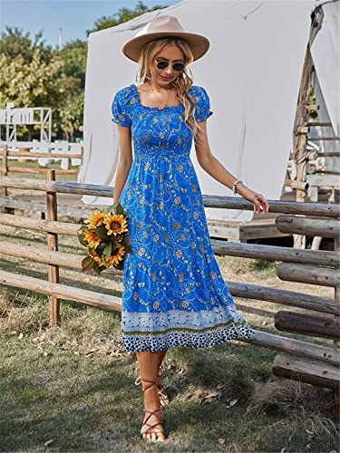 Robe d'été bohème taille haute flatteuse à volants romantiques - 4