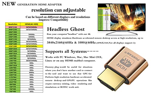 Image of 2 Pack HDMI Dummy Plug HDR 4K@60Hz 2K@120Hz 1080P@144Hz, Virtual Monitor Emulator, Headless Display Adapter, EDID Emulator, Supports for Windows, Mac, Linux - Plug & Play（Deep Gold 4K HDR 2P）