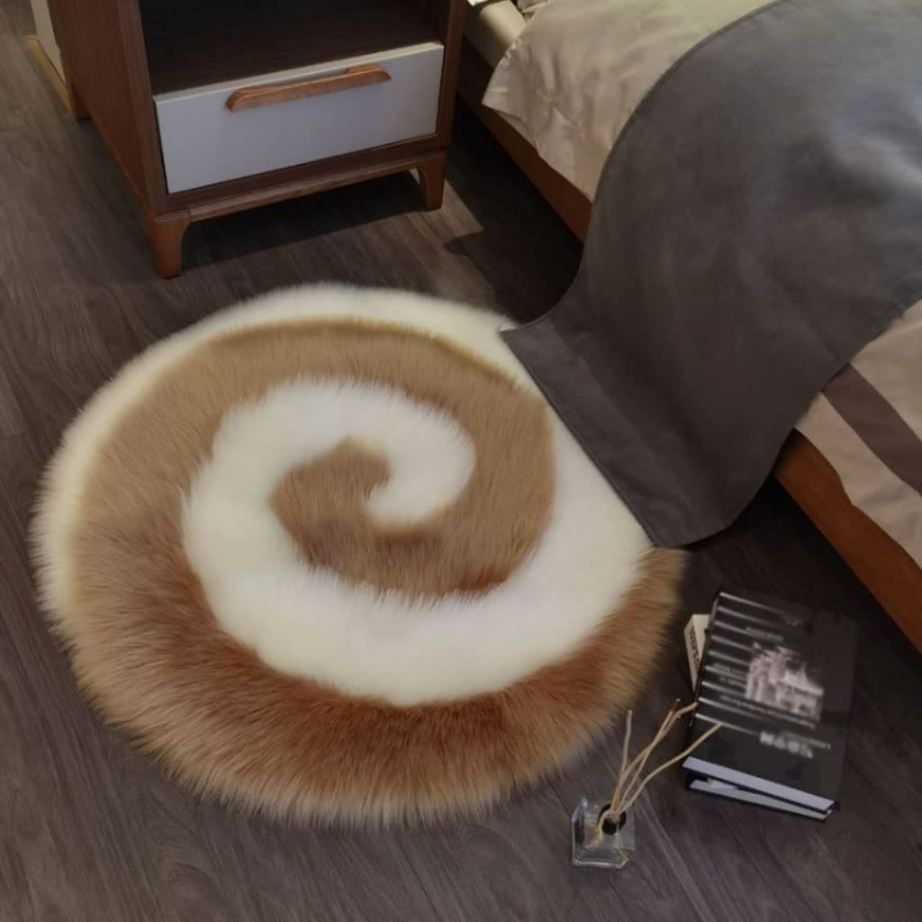 Nowoczesny Dywan Miękkie okrągłe dywaniki Puszysty kudłaty dywanik na dywan na podłogę w salonie Dywan do Salonu (Material : C, Size : 80cm)