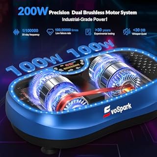 Vibration Plate, EvoSpark 2026 Plus Vibration Plate Exercise Machine with Larger Silicone Pad, Dual Motors, 199 Levels, 7 Modes, 226kg Capacity Vibrating Plate for Lymphatic Drainage & Weight Loss