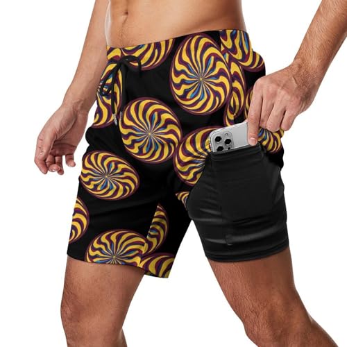 Colorful Spiral Pattern Beach Shorts for Men Swim Trunks Quick Dry Swim Shorts with Compression Liner Pocket2