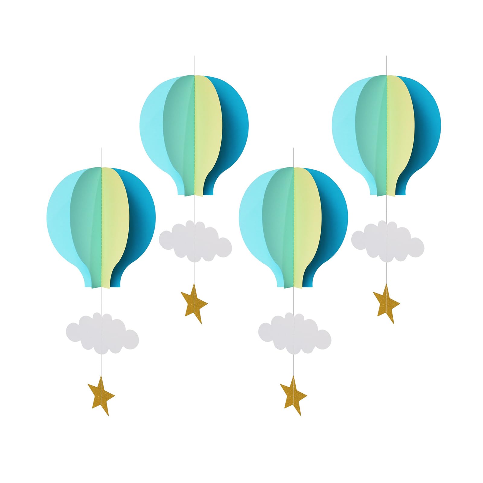 Air Balloon Paper Pendant 4PCS for Birthday Party Wedding Indoor Home Decors Ceiling Hanging Ornament Supply Birthday Decoration
