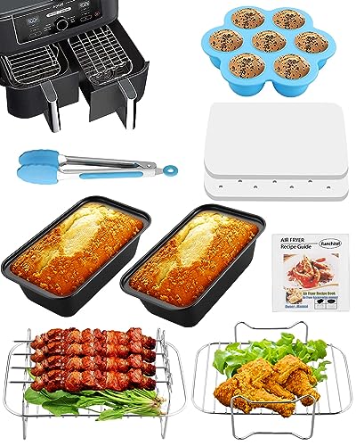 Panier Double Friteuse à Air Grille Acier Inoxydable pour Manque d'Espace Cuisson 8l-9.6l