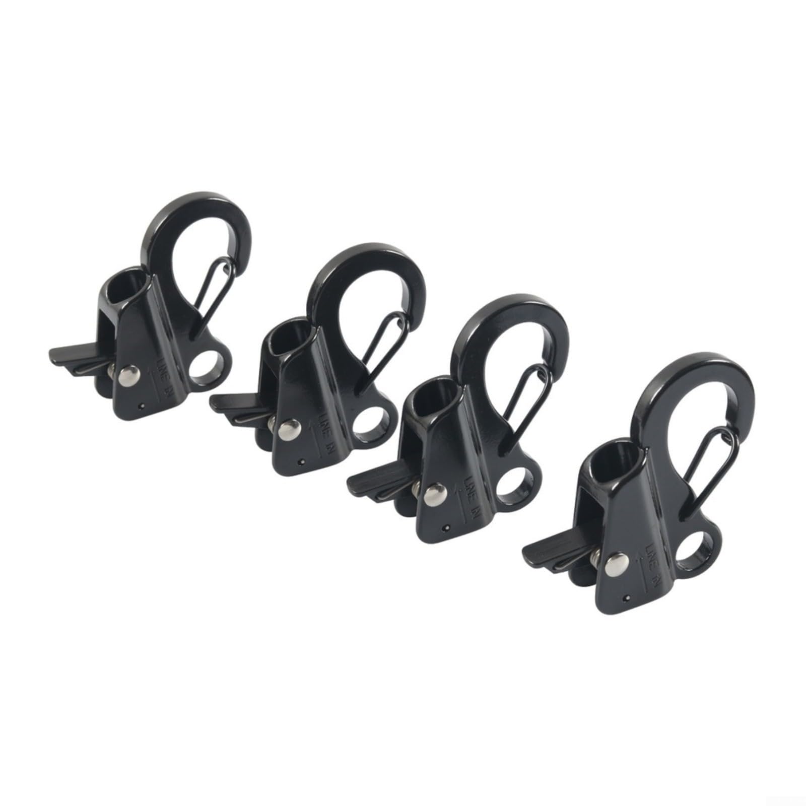 Gancho de anclaje deslizante ajustable de acero inoxidable 316, carga de 8000 libras, para cuerda de 3/20.3 cm-5/20.3 cm, negro, paquete de 4, para acoplamiento de barco (4)