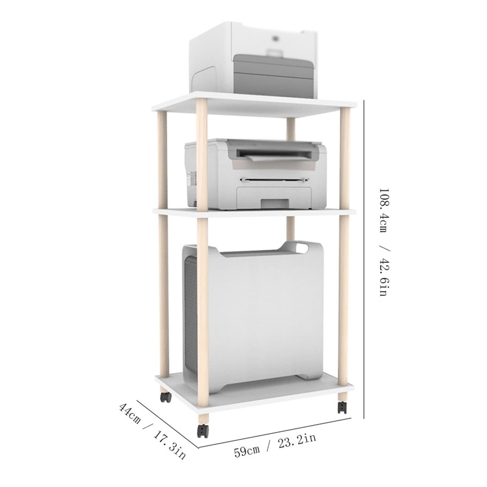Supporto per CPU Stand da pavimento a soffitto a 3 strati CPU con portata for carrello rimovibile for impieghi gravosi con ruote in legno massiccio con ruote con ruote con ruote Supporto per PC Case