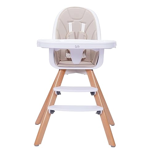 Silla alta para bebé con doble bandeja extraíble para bebésniños pequeños, silla de madera 3 en 1 Crece con tu hijo Patas ajustables Diseño