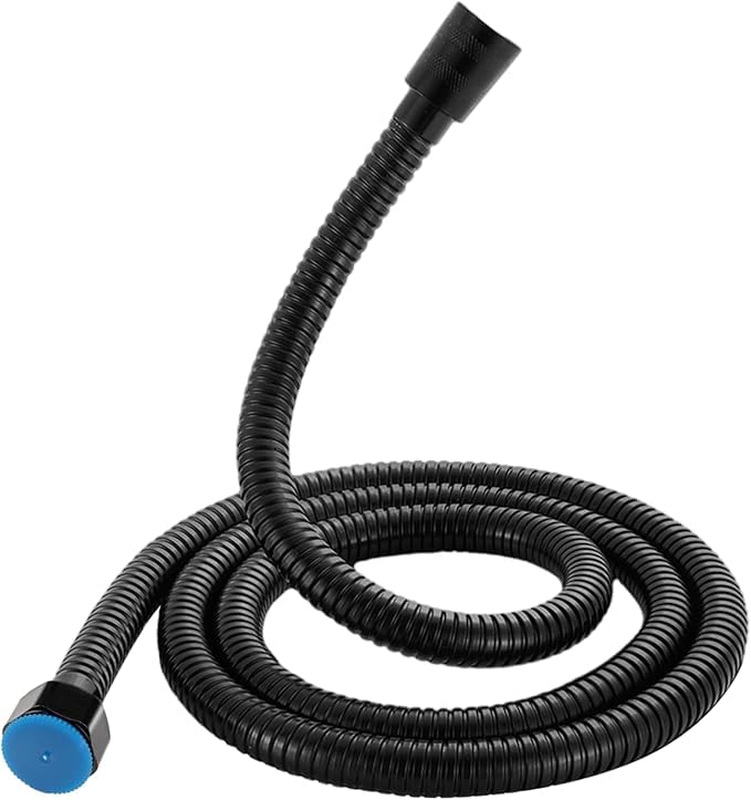 Shower Hose 1.2m 0.5m 0.8m High Pressure Resistance,Anti-Kink and Leak-Proof with 2 Washers,Universal G 1/2 Connection-Chrome (Black, 1.2m)