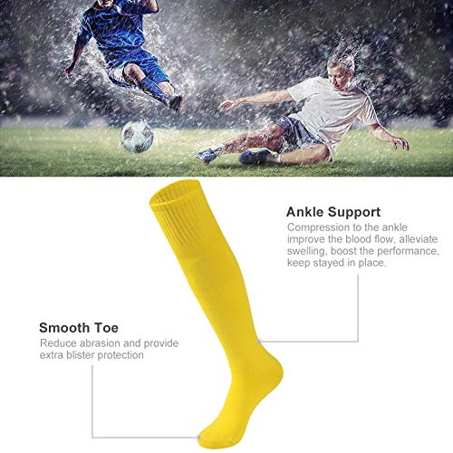 Soccer Baseball Softball Socks,Three street Unisex Knee High Solid Sport Tube Compression Football Socks 2-10 Pairs4