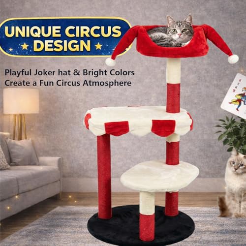 Torre para Gatos de Tema Circo y Payaso, Multi-nivel miniatura 6