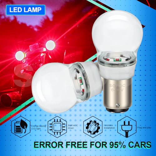 Ampoule BA15D LED rouge 6V-24V compatible AC DC pour feu de position