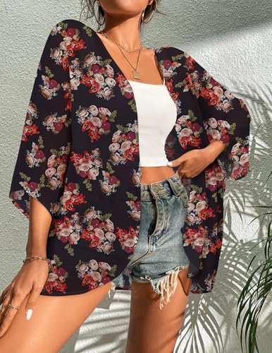 Image of BB&KK Women's Floral Kimono Summer Short Cover Ups Tops