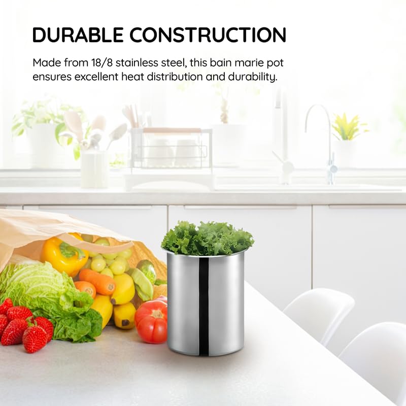 Miniatura 5 de OCS Parts Juego de olla Bain Marie de 1.25 cuartos de galón con tapa, olla de acero inoxidable de 5.75 x 3.75 pulgadas para alimentos calientes o