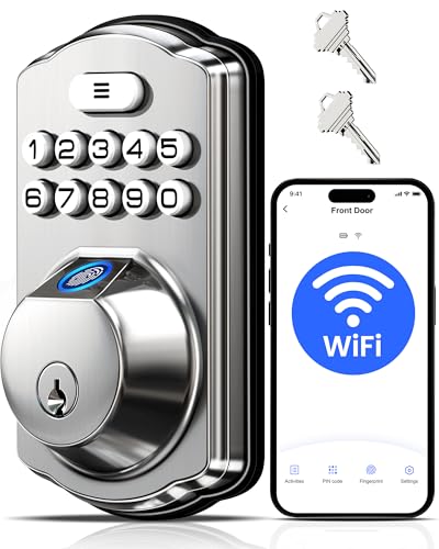 Veise VE012W Built-in WiFi Fingerprint Smart Lock, App Remote Control, No Hub Needed, Keyless Entry,...