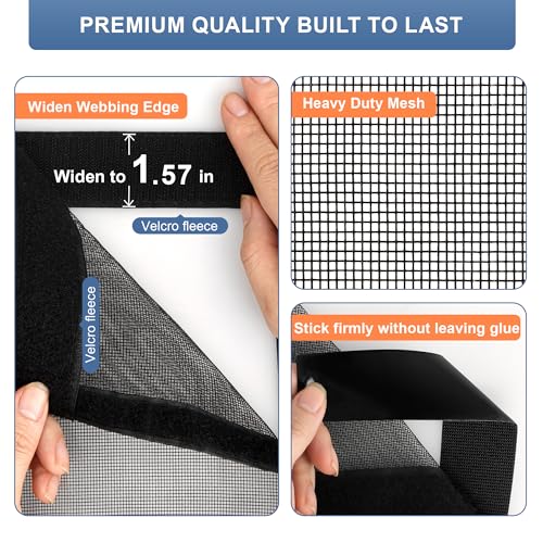 Image of METAONLY Fiberglass Magnetic Screen Door Mesh, Works for Patio, Sliding Door, Keeps Bug Mosquito Out, Fresh Air Flow, Fits 36 inch x 80 inch Door - Curtain Size 38 inch x 82 inch, Black
