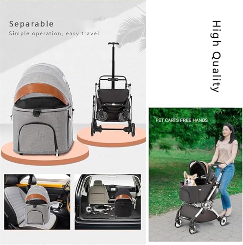 Cochecito para perros separable y multifuncional en elegante color gris 3