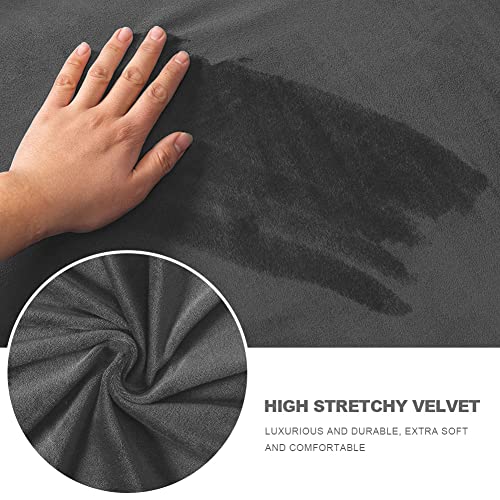 Mcolima Sofa Covers For 3 Cushion Couch Velvet Sofa Slip Cover 4 Piece Stretch Couch Covers For 3 Seater Sofa,Large Gray #TOP5