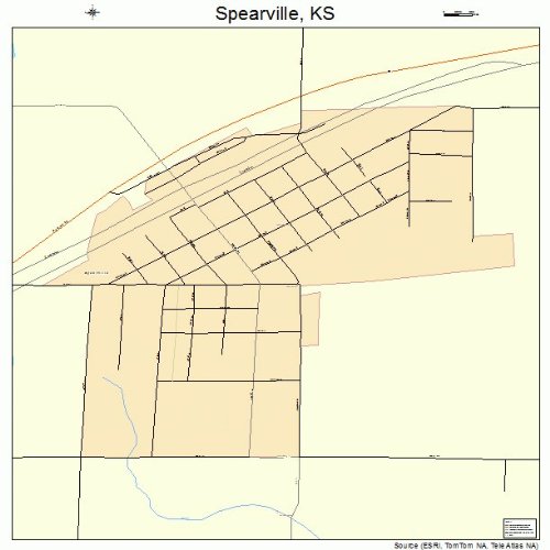Large Street & Road Map of Spearville, Kansas KS Printed poster size