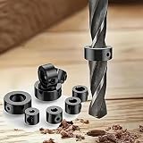 8 Pcs Adjustable Drill Depth Stop Collar Set Precision Guide Rings for Working and DIY Projects with Wrench Drill Depth Tool(Black)