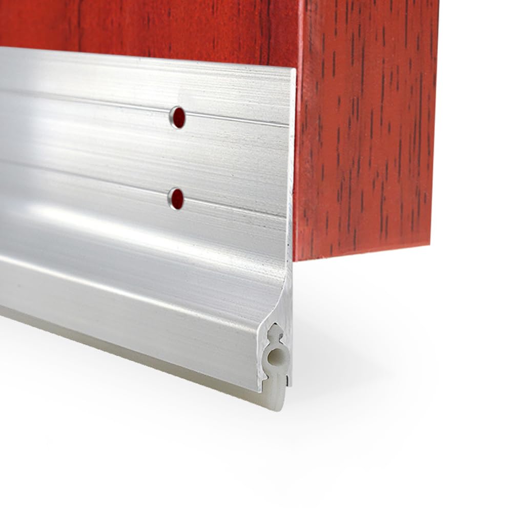 Metal Door Draft Stopper Bottom,Aluminium Mice Sweep Windscreen Dust Seal Stripping,Underdoor Draught Excluder Blocker,Seals Sweep Strip for Doors (White2,85 * 5CM) — image 1