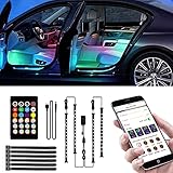 APP-Steuerung und Musiksensor - Auto LED Innenbeleuchtung sind über Bluetooth mit der APP verbunden, Eingebauter hochempfindlicher Sensor, die Lichtfarbe kann mit der Handy-App eingestellt werden, und die Farbe und Geschwindigkeit können entsprechend dem Musikrhythmus und der menschlichen Stimme im Auto eingestellt werden. Genießen Sie die wundervolle Zeit, die der Wechsel der Farben verschiedener Lichter mit sich bringt.