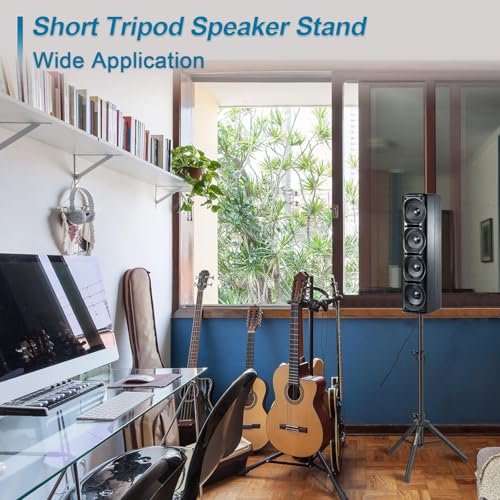 Image of Vondynote Pair of Tripod Speaker Stands Adjustable Height from 33.5 inch to 53.5 inch Slim Mini Speaker Stand PA DJ Short Tripod Speaker Stand