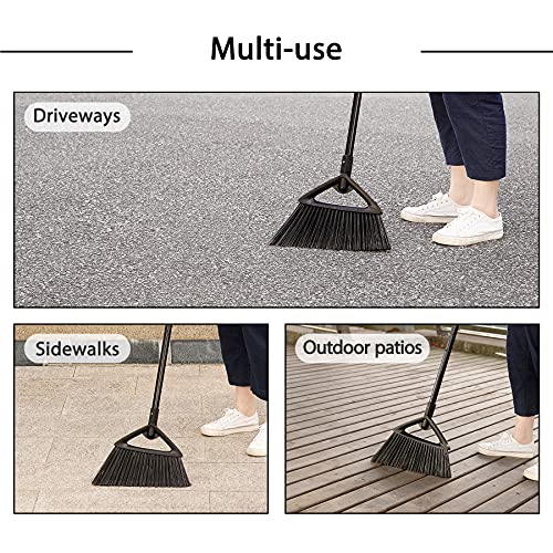 image for Eyliden Heavy Duty Broom, Commercial Angle Broom with Long Handle, Rou