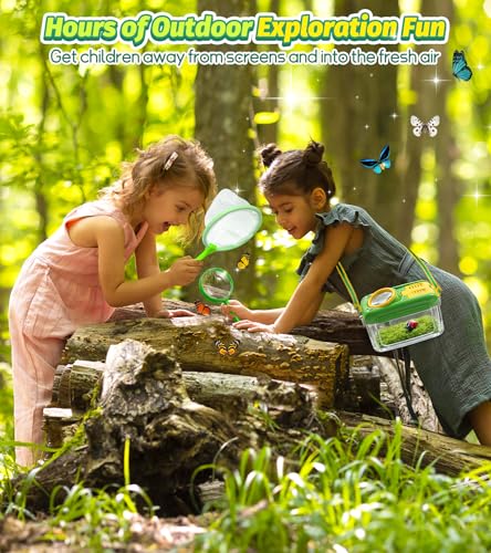 Bug Catcher for Kids, 17 PCS Bug Catching Kit with Bug Collector Toy Bugs Butterfly Net Magnifying Glass Insect Catcher Tweezers, Outdoor Explorer Kit for Kids Age 3 4 5 6 7 8 - Image 2