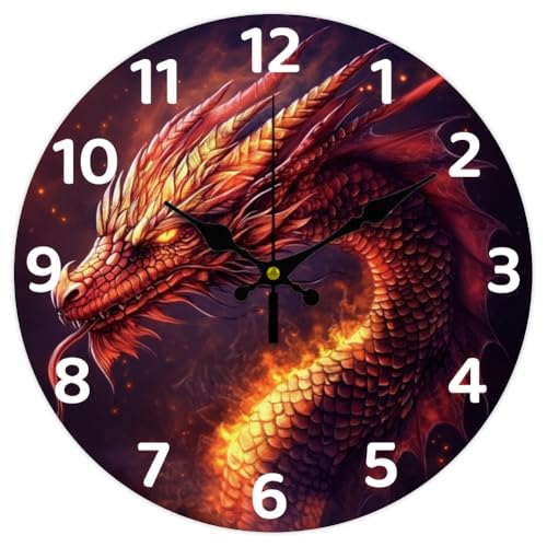 Horloge murale à piles silencieuse dragon pour bureau calme - 2
