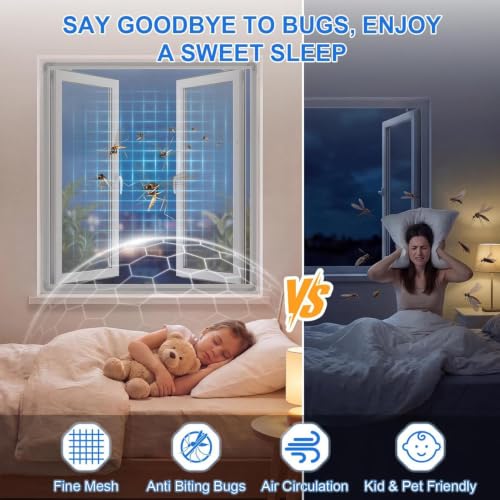 Mosquitera magnética de ventana sin taladro cortable de fibra de vidrio para oficina 6