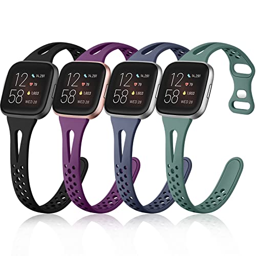 Odbeai 4 Pack Slim Sport Bands Compatible with Fitbit Versa 2 / Versa/Versa Lite/Versa SE ，Versa...
