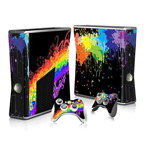 SKINOWN Vinilo adhesivo para Xbox 360 Consola delgada y mandos a distancia Colorfull Oil Colorear