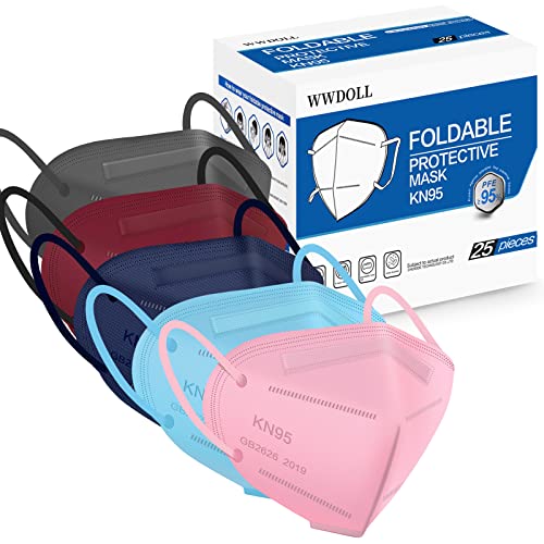 Image of WWDOLL KN95 Face Mask 25 Pack, 5-Layers Breathable Disposable KN95 Masks