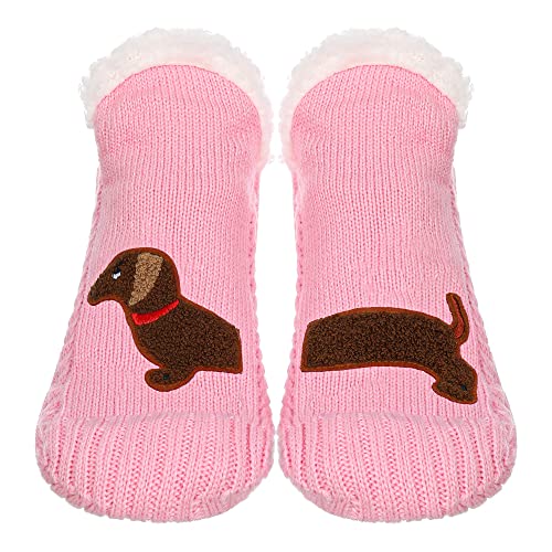 Image of ZYZX Cute Dog Slipper Socks for Women with Grips,Fuzzy Socks Indoor