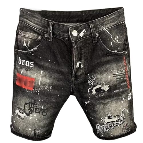 Short en jean pour homme coupe droite extensible style usé