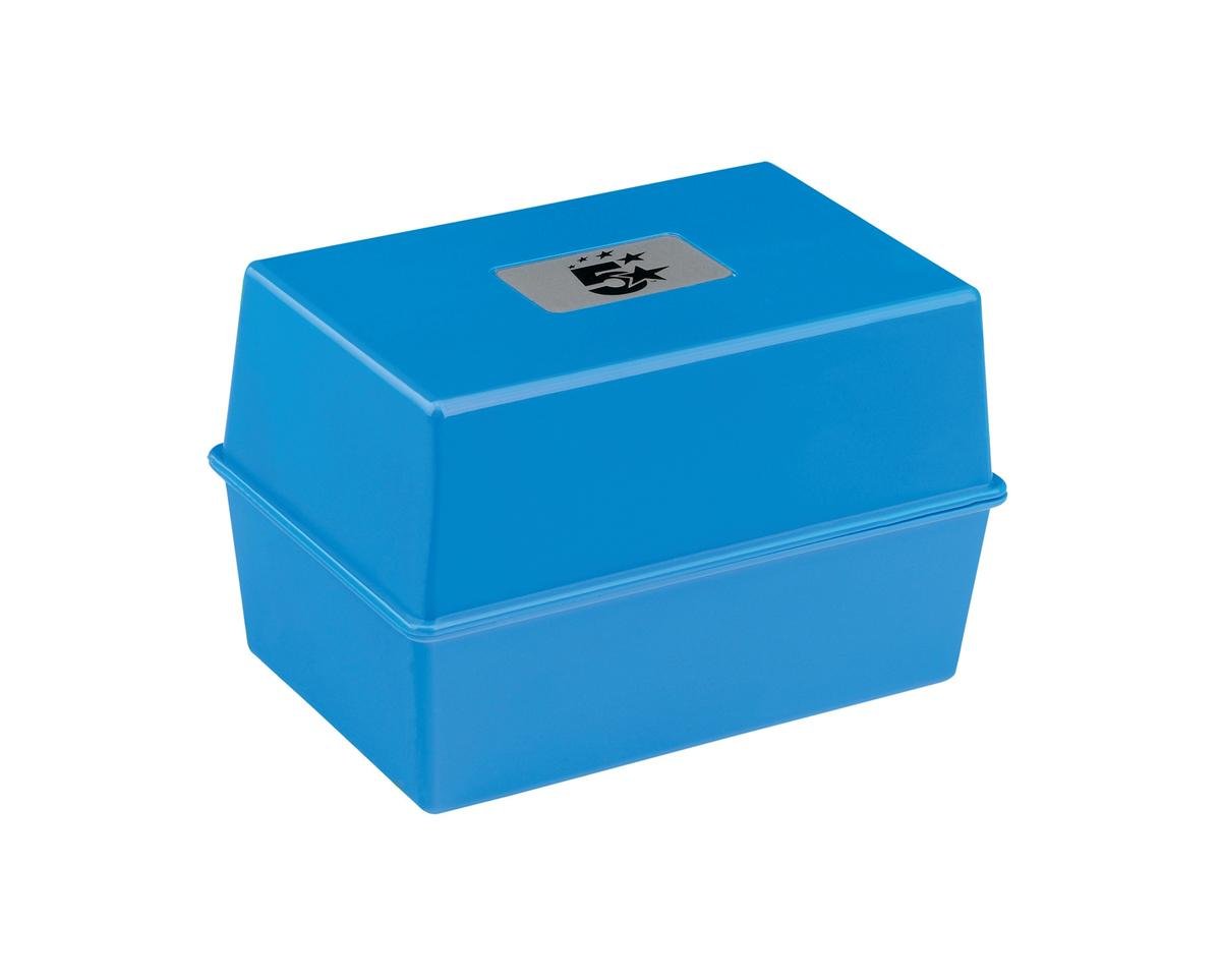5 Star Office Card Index Box Capacity 250 Cards 5x3in 127x76mm Blue